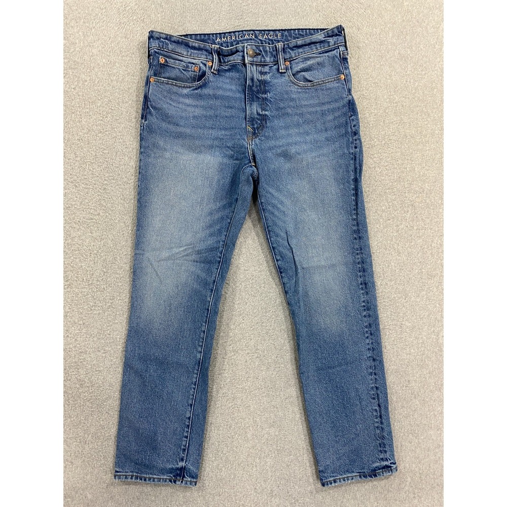 American Eagle Jeans Men 34x32 Slim Straight EasyFlex Medium Wash Stretch Denim